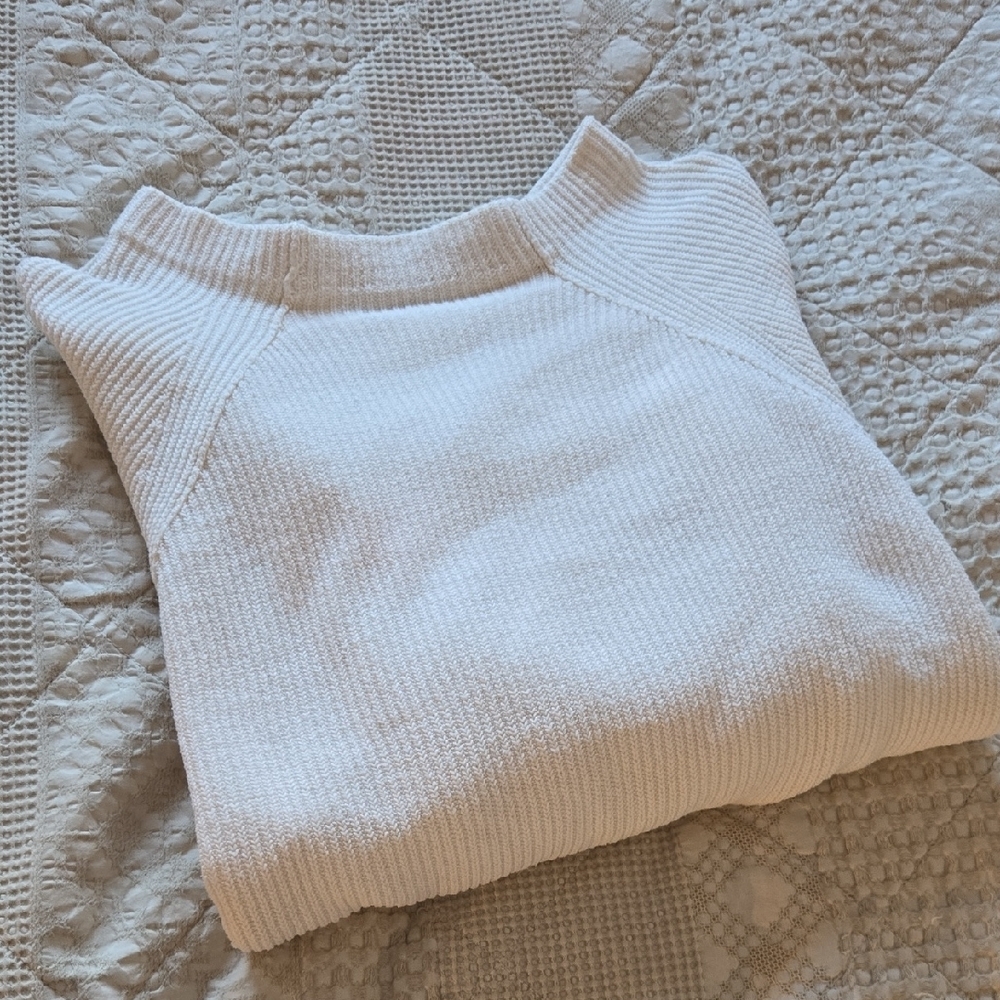 Free People Creamy White Ribbed Sweater, Normcore Minimalost Large - Picture 6 of 6